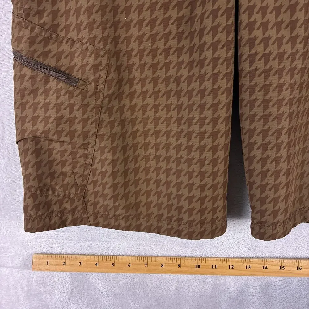 VTG Fox Racing Cargo Shorts Mens 32 Brown Houndstooth w/ Chamois Cycling MTB Y2K